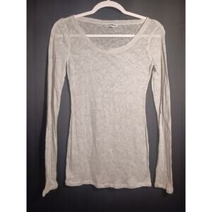 Express Women’s Medium Sheer White Floral Lightweight Long Sleeve Blouse Y2K